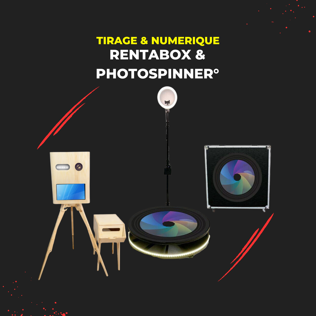 Formule Premium Location photomatons. Rentabox Premium, Photobooth et spinner.